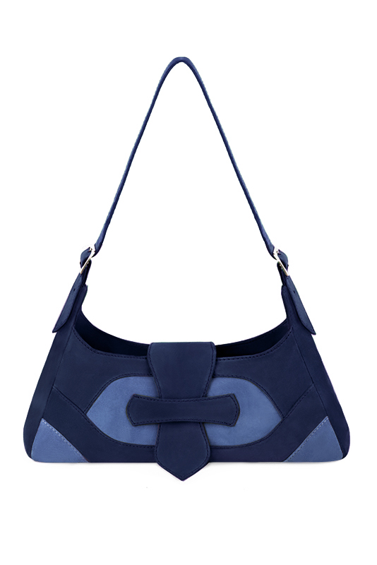 Dress handbag in navy blue and electric blue leather - Top view
